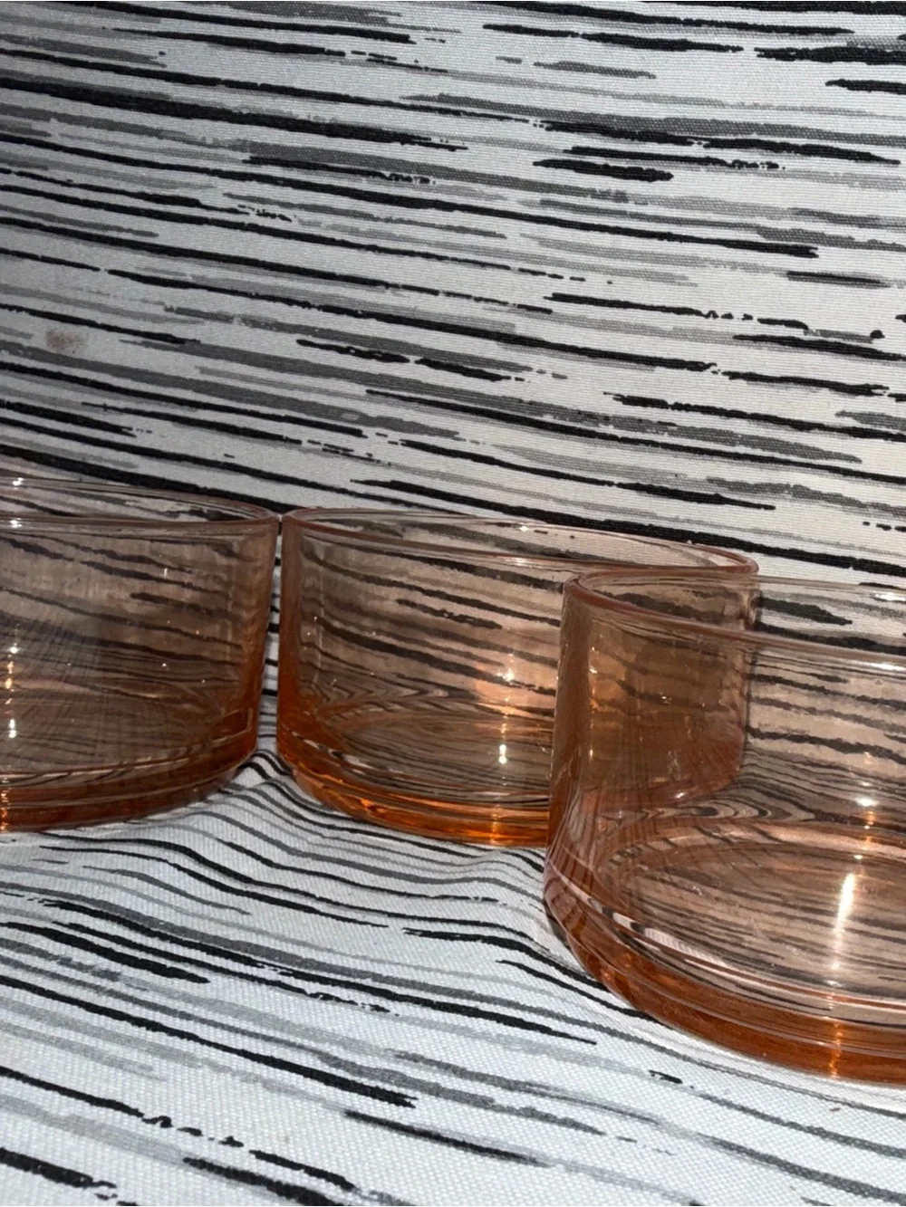 Stackable Peach Colored Glass Trinket Trays